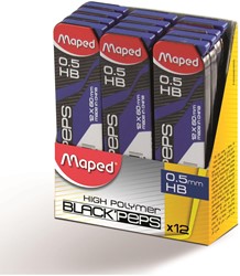 Maped Black'peps potloodstiften, 0,5 mm, HB, doos van 12 stuks