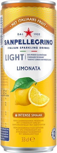 San Pellegrino limonade Limonata light, sleek blik van 33 cl, pak van 6 stuks