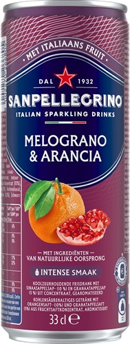 San Pellegrino limonade Melograno & Arancia, sleek blik van 33 cl, pak van 6 stuks