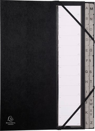 Exacompta trieur rigide Ordonator alphabétique dos extensible 24 compartiments, A à Z, noir