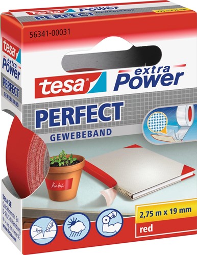 Tesa Extra Power Perfect, ft 19 mm x 2,75 m, rouge 1 Stuk