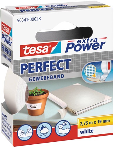Tesa Extra Power Perfect, ft 19 mm x 2,75 m, blanc 1 Stuk