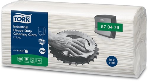 Tork Industrial Heavy-Duty chiffon de nettoyage, 60 feuilles, système W4, blanc