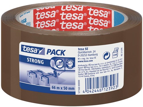 Tesa verpakkingsplakband Strong, ft 50 mm x 66 m, uit PP, bruin 1 Stuk