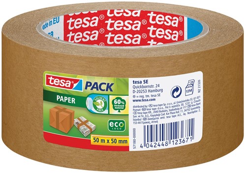Tesa verpakkingsplakband Paper, ft 50 mm x 50 m, papier, bruin 1 Stuk