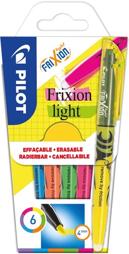 Pilot markeerstift Frixion Light, blister van 6 stuks in geassorteerde kleuren