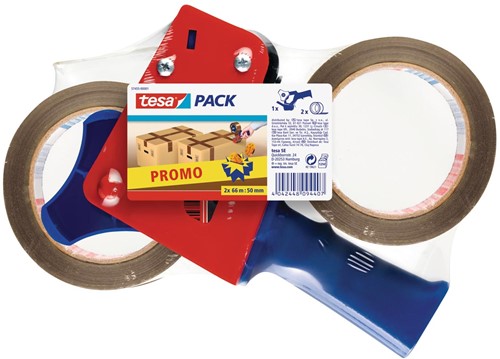 Tesa dérouleur pour ruban adhésif d'emballage de max. 50 mm, 2 rouleaux ruban PP ft 50 mm x 66 m inclus