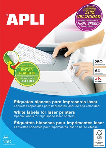 Apli étiquettes blanches ft 70 x 35 mm (l x h), 6.000 pièces, 24 par feuille (2519)