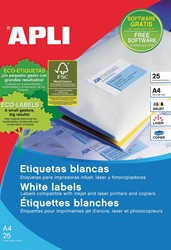 Apli étiquettes blanches repositionnables ft 25,4 x 10 mm (l x h), 4.725 pièces, 189 par feuille (10198)
