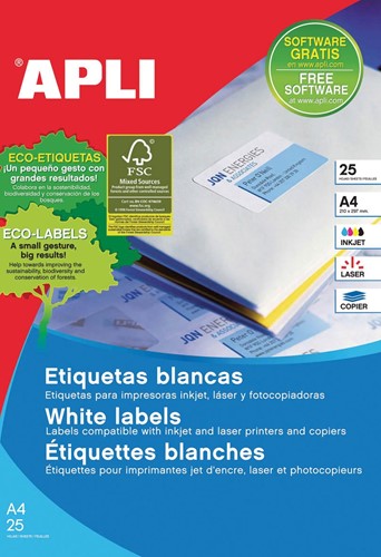 Apli étiquettes blanches repositionnables ft 25,4 x 10 mm (l x h), 4.725 pièces, 189 par feuille (10198)