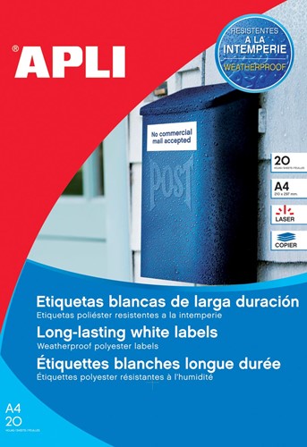 Apli étiquettes résistantes à l'humidité ft 210 x 297 mm (l x h), 20 pièces, 1 par feuille