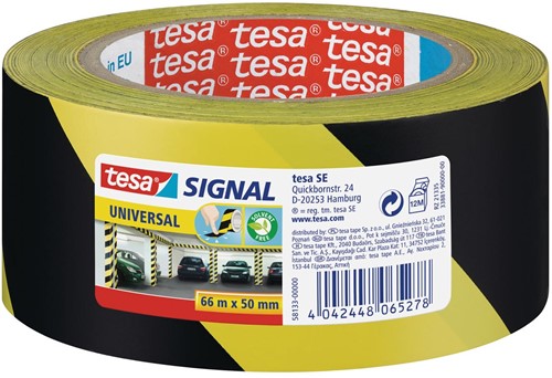Tesa ruban de signalisation, Signal Universal, ft 50 mm x 66 m, jaune/noir 66 Meter