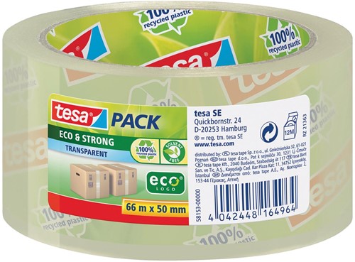 Tesapack eco & strong ecoLogo, ft 50 mm x 66 m, PP, transparant 1 Stuk