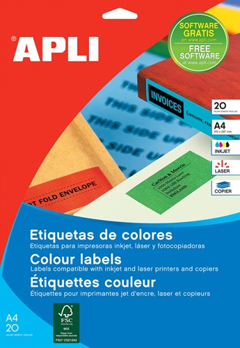 Apli étiquettes colorées ft 70 x 37 mm (l x h), vert, 480 pièces, 24 par feuille (1594)