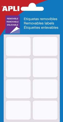 Apli Etiquettes blanches repositionnables ft 25 x 40 mm (l x h), 56 pièces, 8 par feuille (1895)