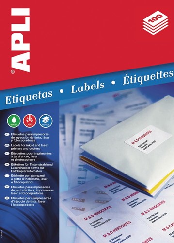 Apli étiquettes blanches ft 63,5 x 38,1 mm (l x h), coins arrondis, 525 pièces, 21 par feuille (1992)