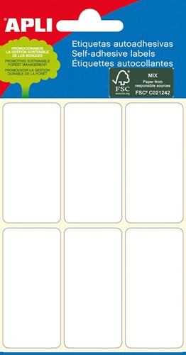 Apli étiquettes blanches ft 26 x 54 mm (l x h), 36 pièces, 6 par feuille (2681)