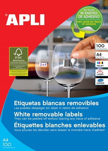 Apli étiquettes blanches repositionnables ft 64,6 x 33,8 mm (l x h), 2.400 pièces, 24 par feuille (3056)