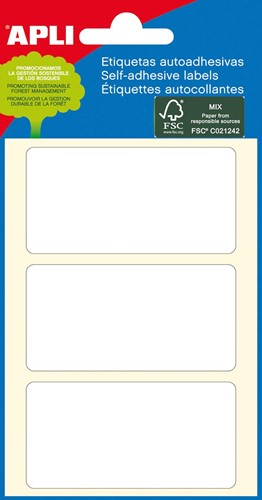 Apli étiquettes blanches ft 34 x 67 mm (l x h), 18 pièces, 3 par feuille (2684)
