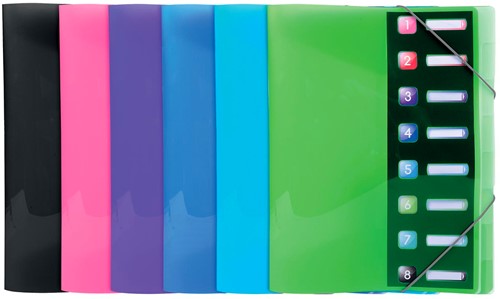 Exacompta Iderama trieur, en PP, avec 8 compartiments, couleurs assorties