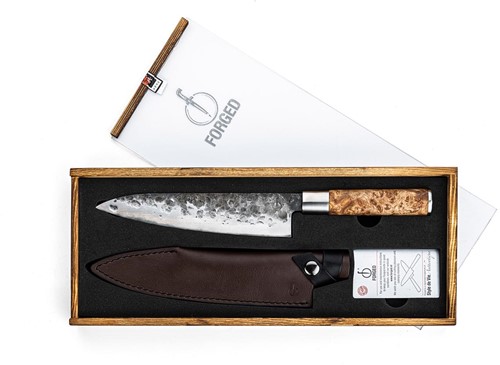 Forged VG10 Couteau chef, Ft 20,5 cm, avec housse de protection en cuir