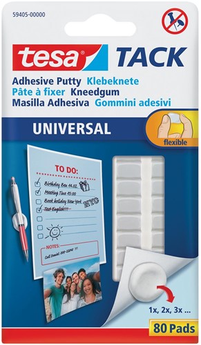 Tesa TACK Kneedgum, blister met 80 pads 80 Stuk