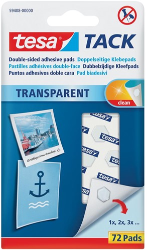 Tesa Tack kleefpads, blister met 72 pads 72 Stuk