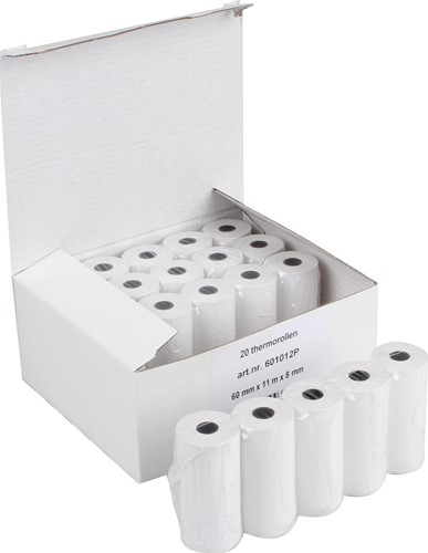 Bobine thermique ft 60 mm, mandrin 8 mm, longueur 11 m, paquet de 20 rouleaux