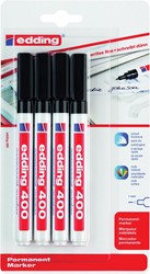 Edding marqueur permanent, 400 NR, noir, blister 4 pièces 4 Stuk