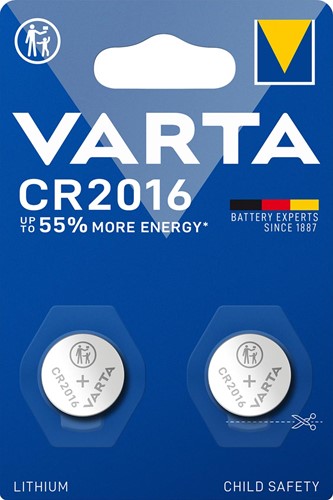 Varta pile bouton Lithium CR2016, blister de 2 pièces