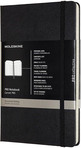 Moleskine carnet de notes professional, ft A4, ligné, couverture solide, 189 pages, noir