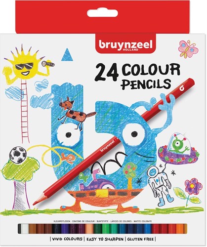 Bruynzeel Kids crayons de couleur set de 24 pièces en couleurs assorties