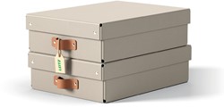Leitz Puro opbergdoos, medium laag, A4, 8 liter, beige, pak van 2 stuks