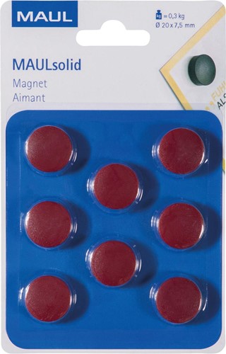 Maul Aimant Solid, 20 mm, 300 gr, blister de 8 pièces, rouge