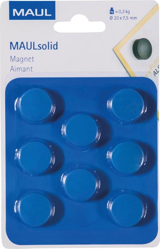 Maul Aimant Solid, 20 mm, 300 gr, blister de 8 pièces, bleu