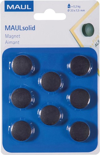 Maul Aimant Solid, 20 mm, 300 gr, blister de 8 pièces, noir