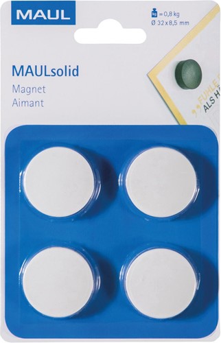 Maul Aimant Solid, 32 mm, 800 gr, blister de 4 pièces, blanc