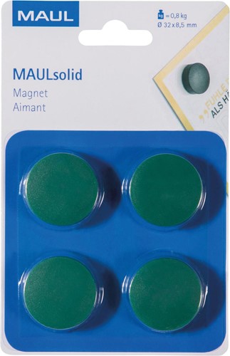 Maul Aimant Solid, 32 mm, 800 gr, blister de 4 pièces, vert