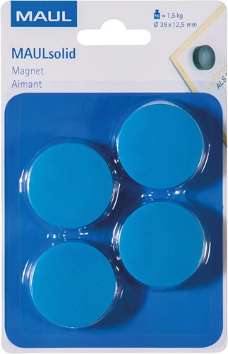 Maul Aimant Solid, 38 mm, 1,5 kg, blister de 4 pièces, bleu