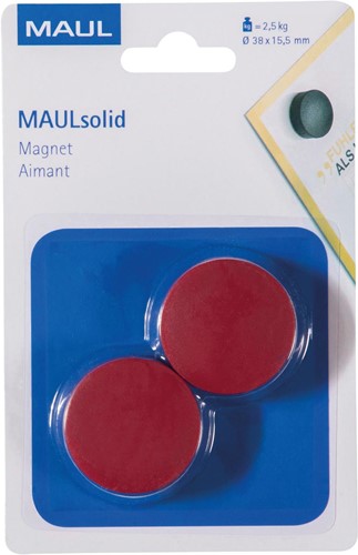 Maul Aimant Solid, 38 mm, 2,5 kg, blister de 2 pièces, rouge