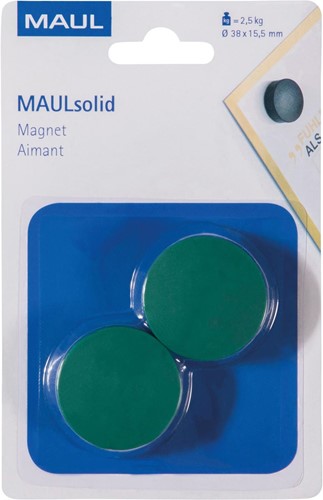 Maul Aimant Solid, 38 mm, 2,5 kg, blister de 2 pièces, vert