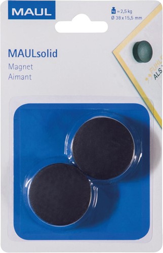 Maul Aimant Solid, 38 mm, 2,5 kg, blister de 2 pièces, noir
