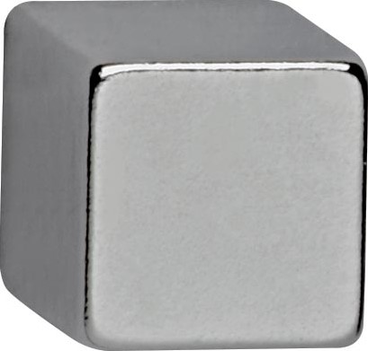 MAUL neodymium kubusmagneet 10 x 10 x 10 mm, trekkracht 3,8 kg, zilver, blister van 4 stuks