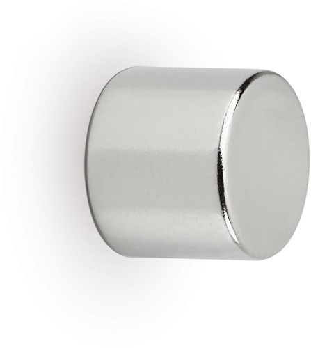 MAUL neodymium cylinder magneet, ft 10 x 10 x 10 mm, trekkracht 4 kg, zilver, blister van 10 stuks