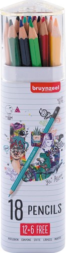 Bruynzeel crayon de couleur, tube de 12 + 6 GRATUIT