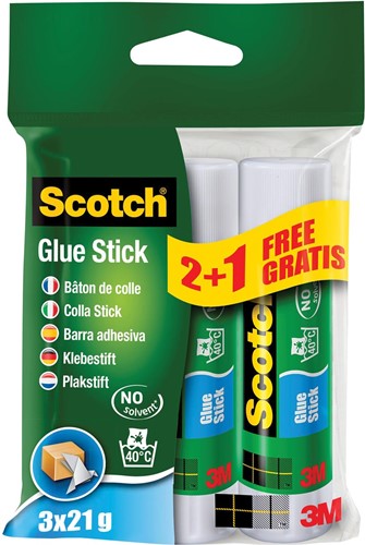 Scotch lijmstift permanent 21 g, blister van 2 + 1 stuk gratis 3 Stuk