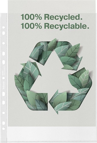 Esselte pochette perforée premium, 100 % recyclé, ft A4, 100 microns, boîte de 50 pièces