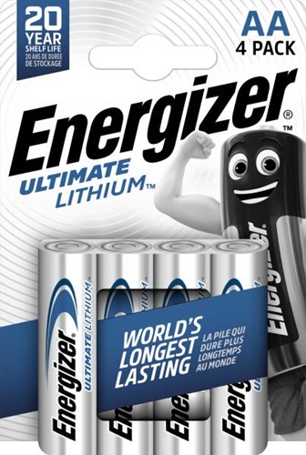Energizer piles Lithium AA, blister de 4 pièces