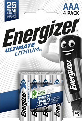 Energizer piles Lithium AAA, blister de 4 pièces