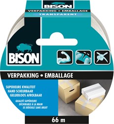 Bison ruban d'emballage, ft 50 mm x 66 m, transparent
